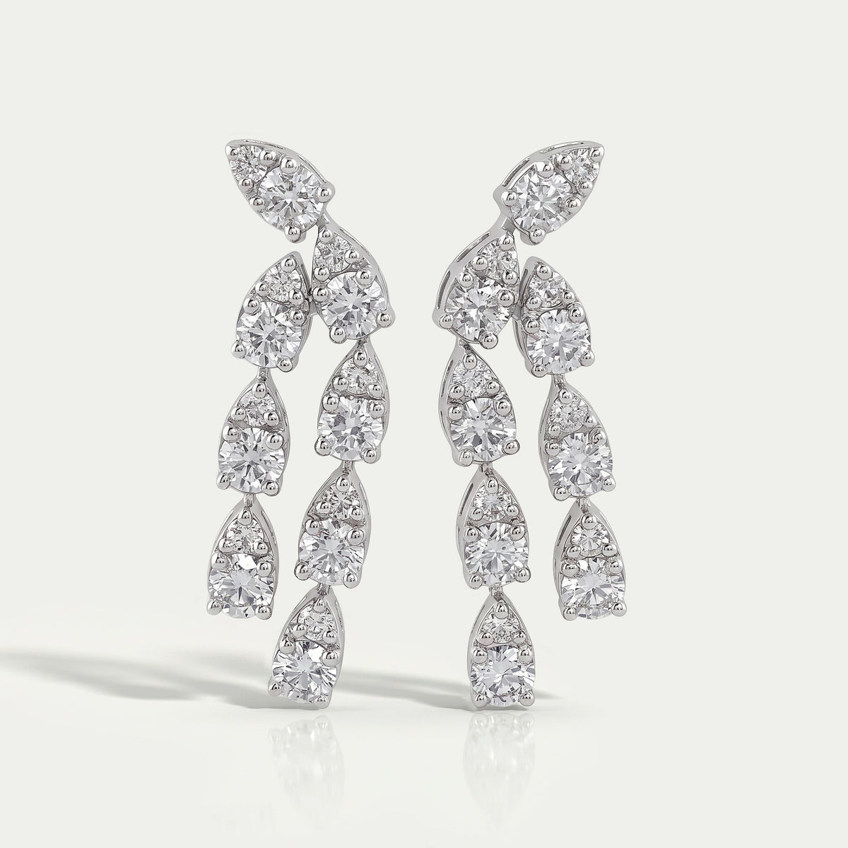 Round Cut Lab Diamond Curved Dangle Earring