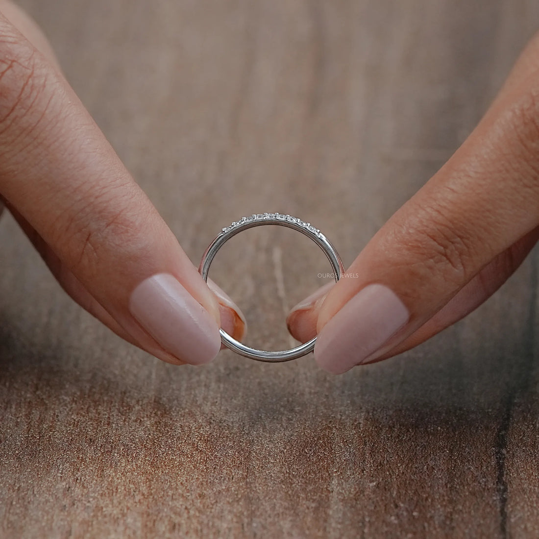 Round Lab Diamond Pave Set Wedding Band Rings