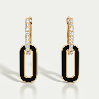 Round Cut Lab Diamond Double Hoop Link Earrings