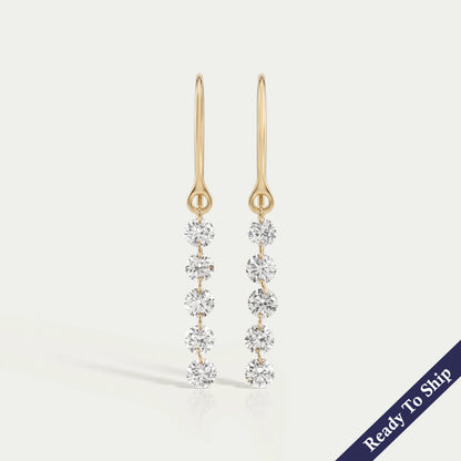 Lab Grown Round Diamond Wire Hook Back Dangle Earrings