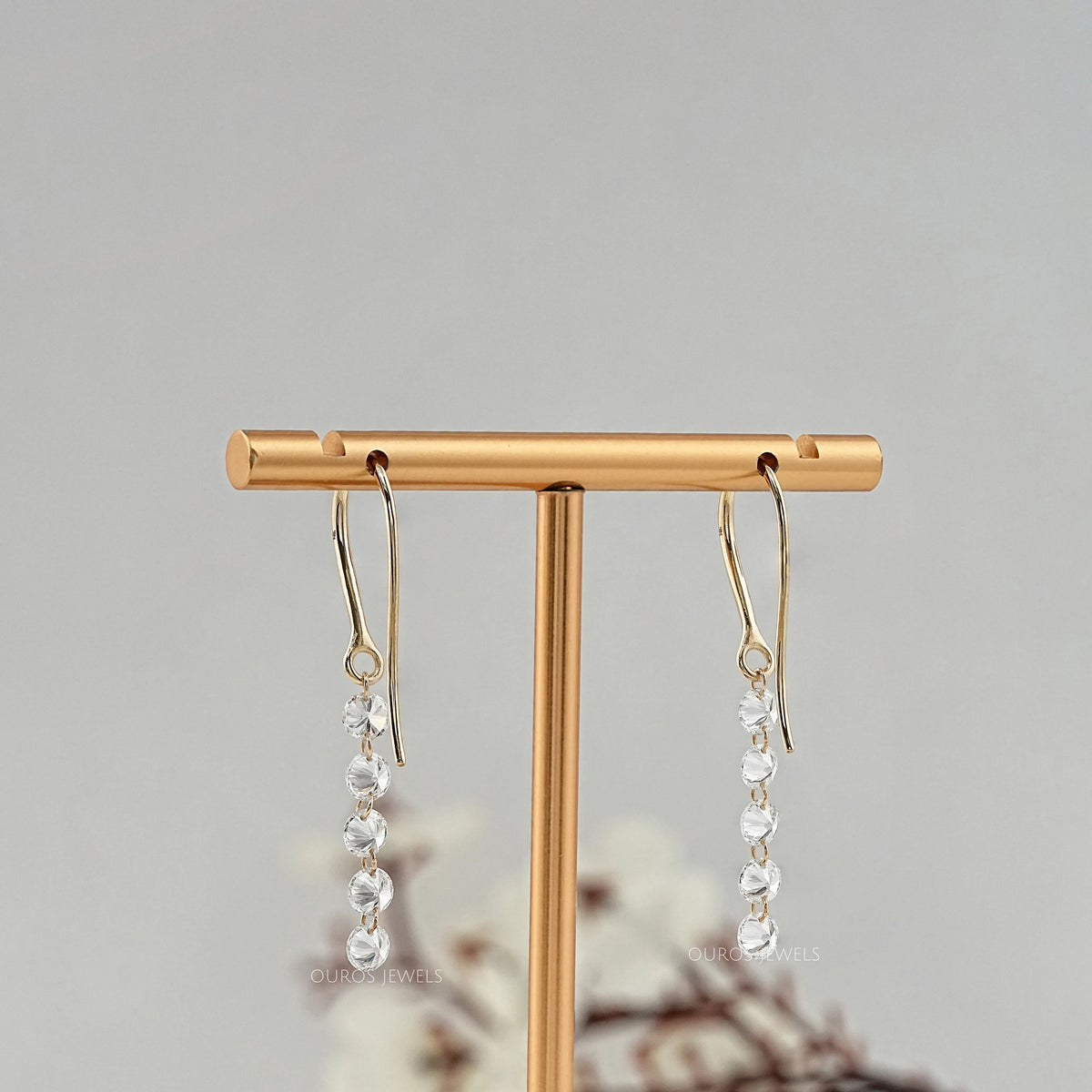 Lab Grown Round Diamond Wire Hook Back Dangle Earrings