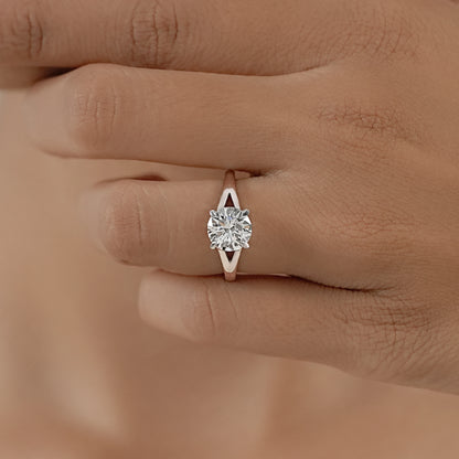 Round Lab Diamond Solitaire Split Shank Ring Ring