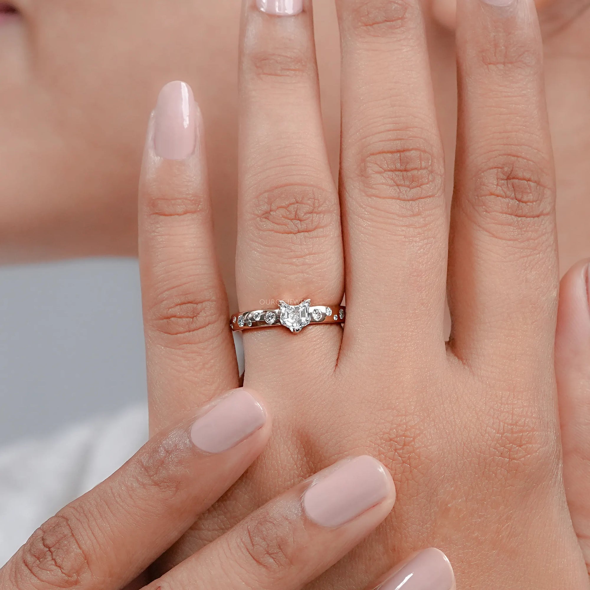 Cat Cut Lab Diamond Engagement Ring Ring