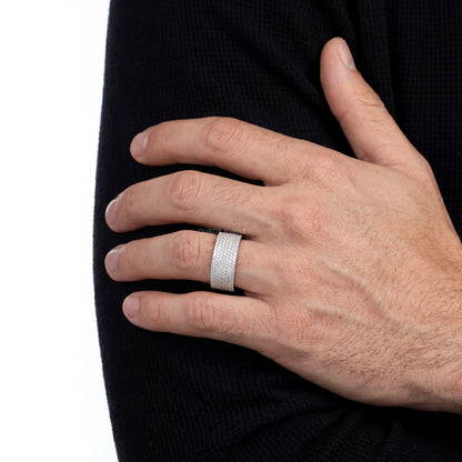 Round Diamond Pave Set Eternity Men's Wedding Band Ring
