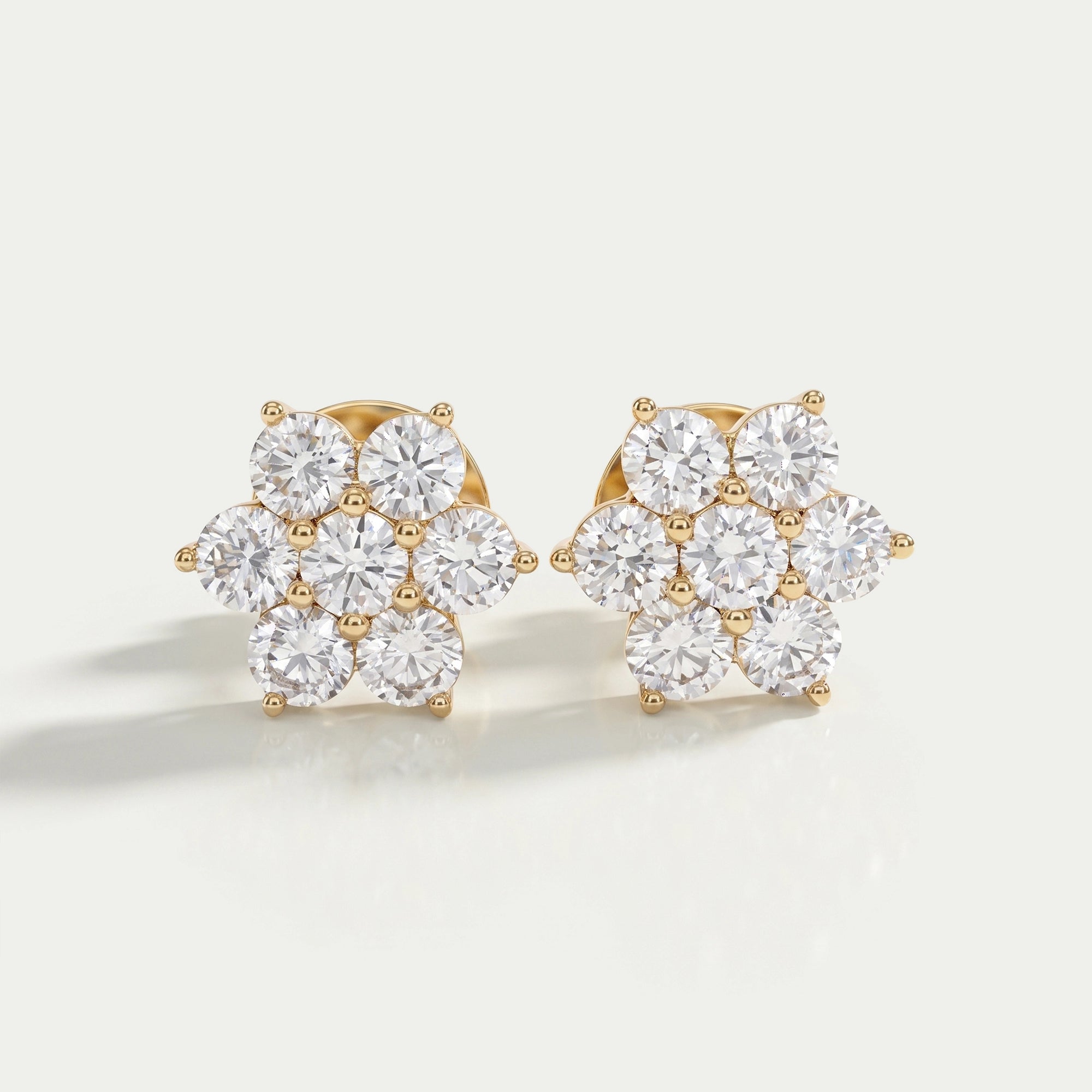 Round Diamond Floral Stud Earrings Earring