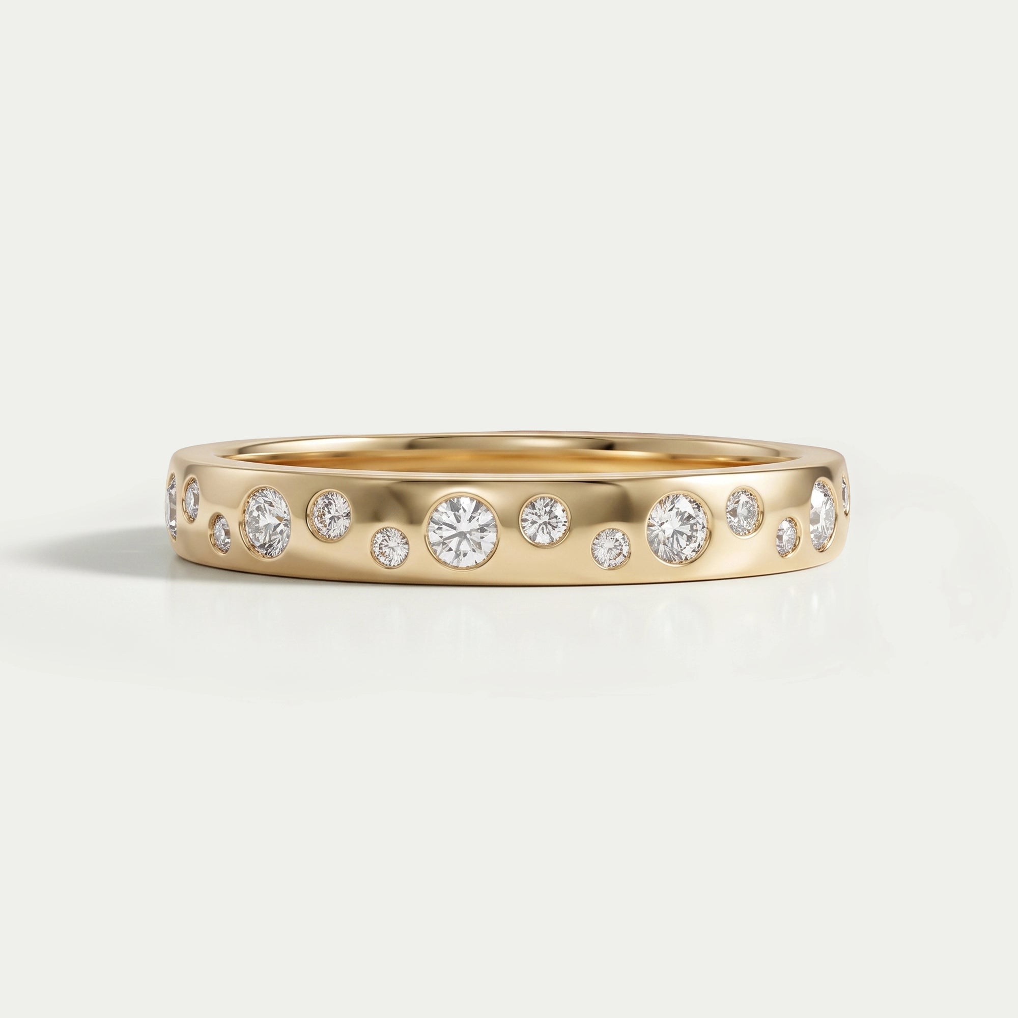 Round Lab Diamond Flush Set Wedding Band