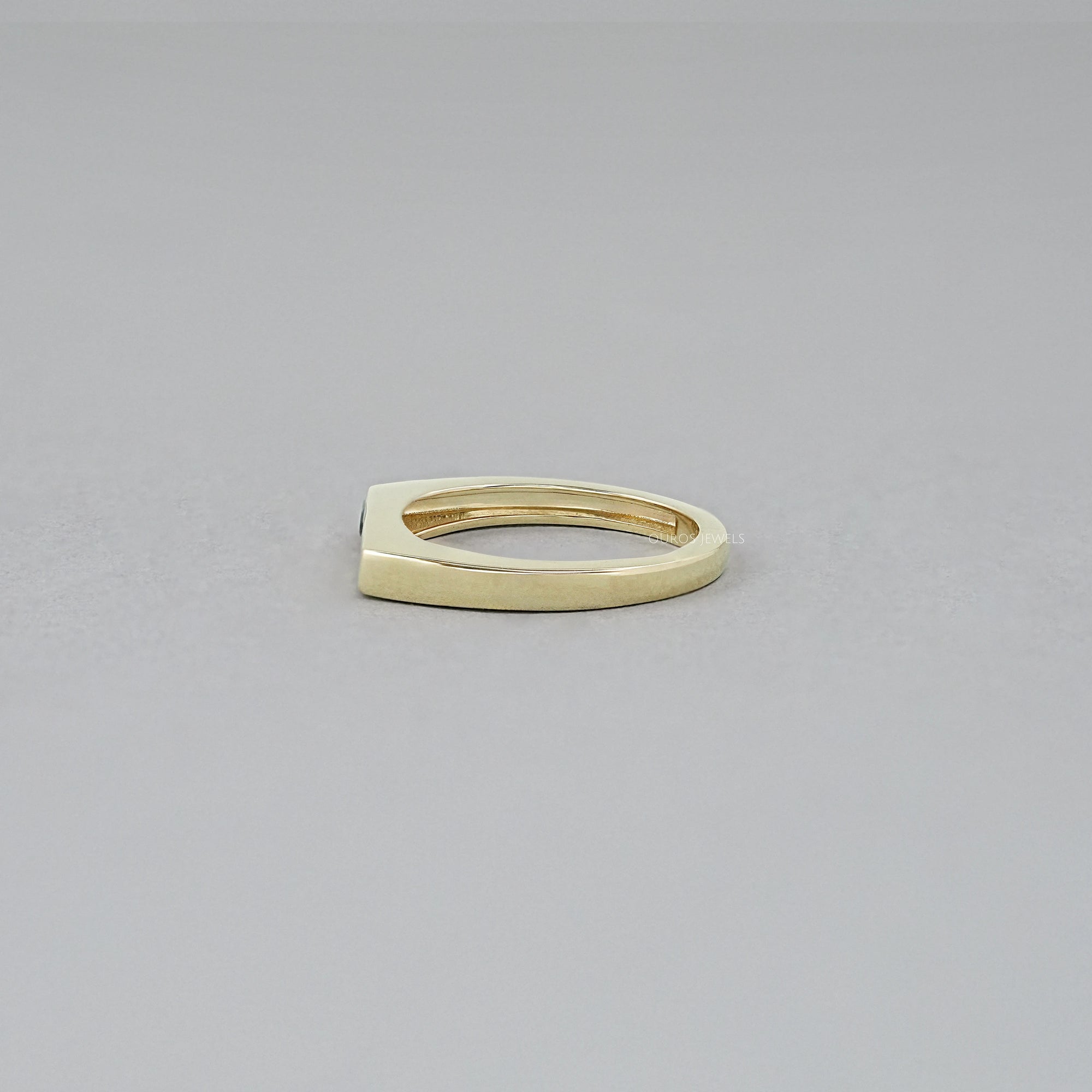 Black Round Diamond Flush Set Signet Ring