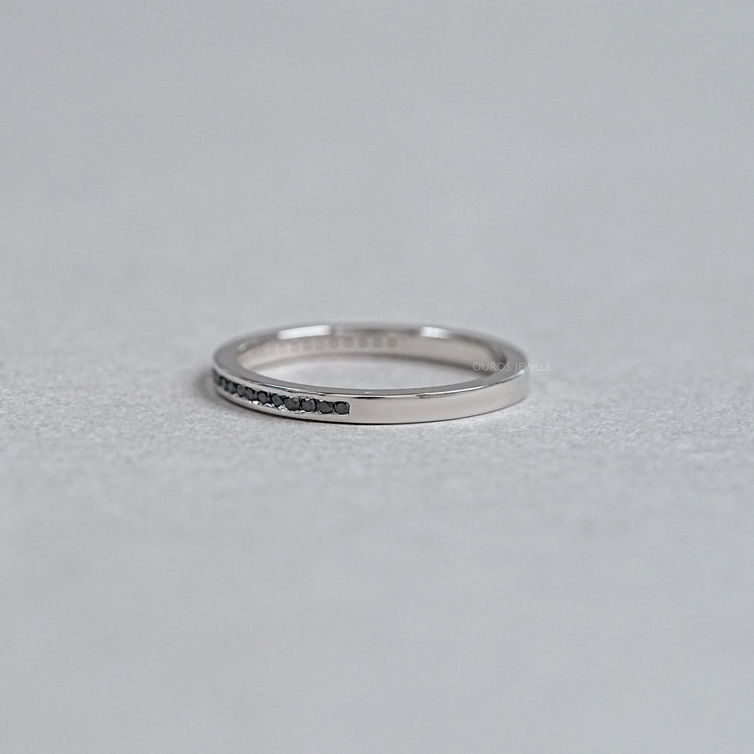 Black Round Lab Diamond channel Set Half Eternity Ring Rings