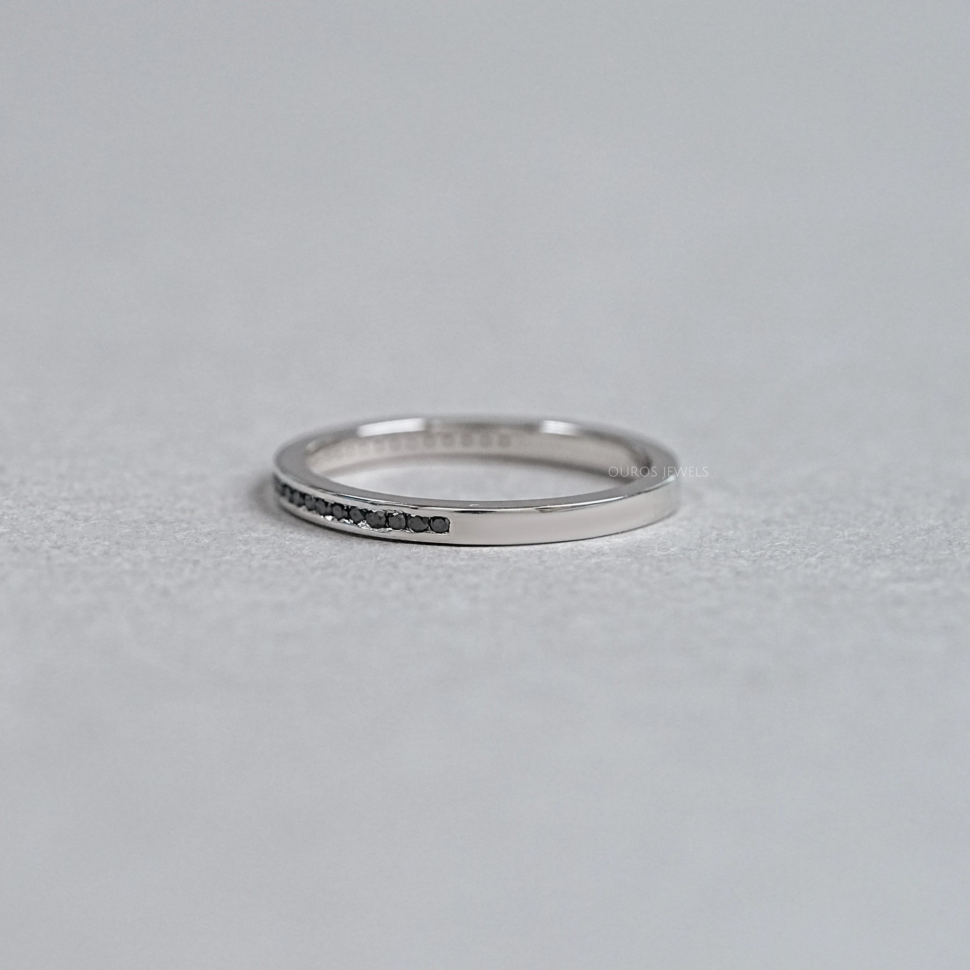 Black Round Lab Diamond channel Set Half Eternity Ring Rings