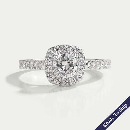 Round Cut Halo With Accent Diamond Ring Ring