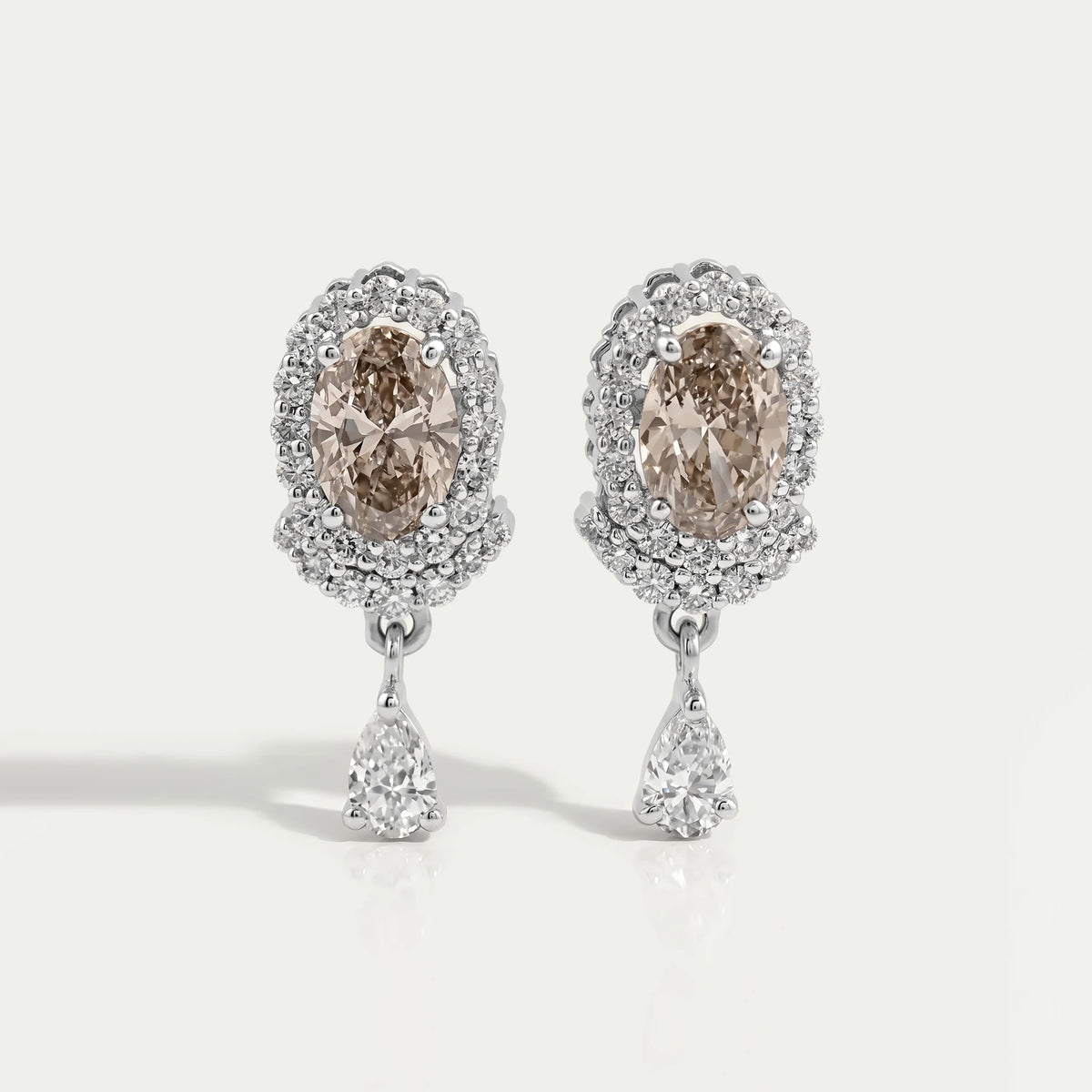Olive Oval Cut Lab Diamond Drop Earrings