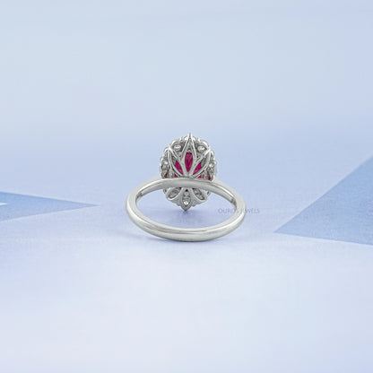 Oval Gemstone Halo Engagement Ring