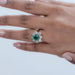Emerald Square Cushion Round Halo Floral Engagement Ring
