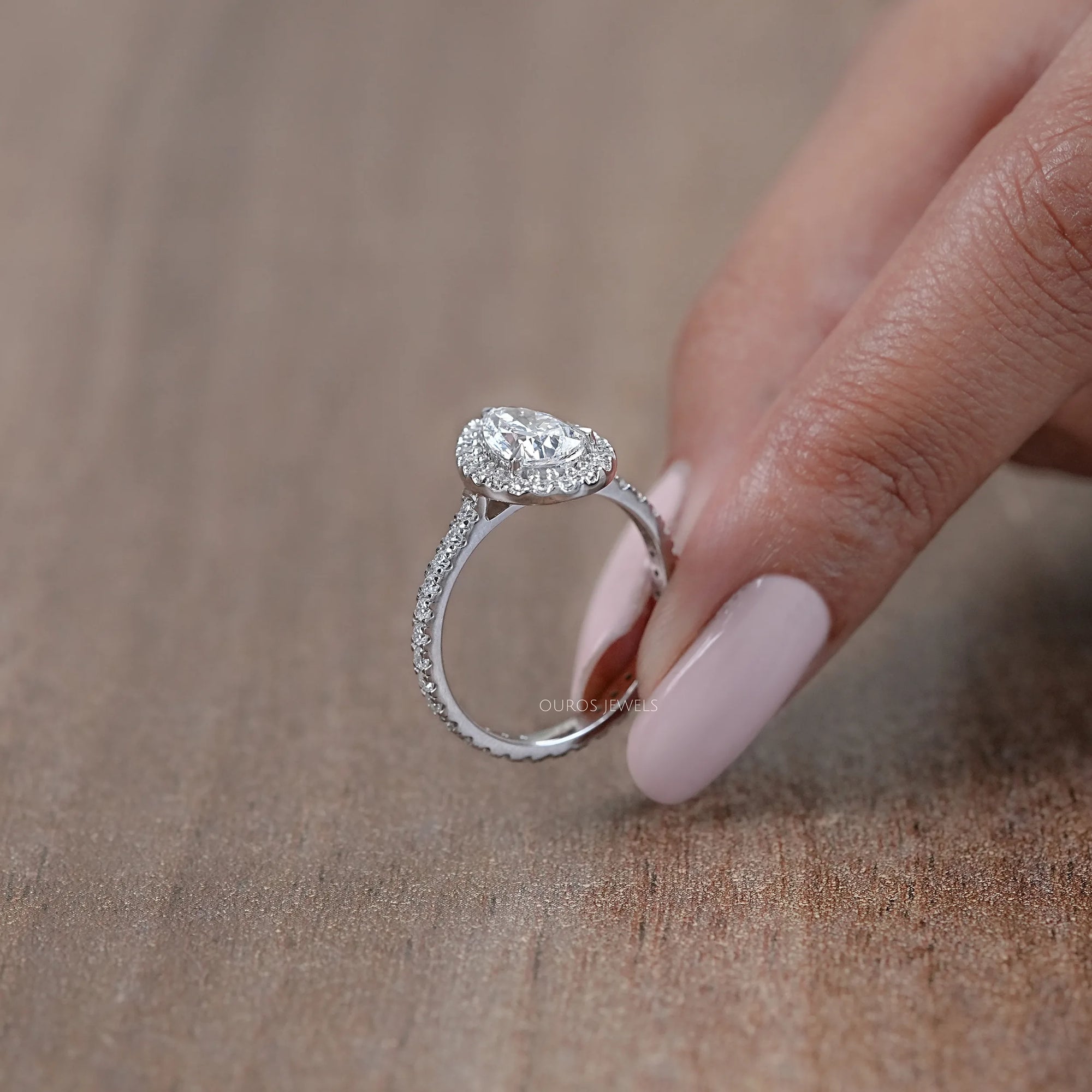 Pear Lab Diamond Halo Eternity Wedding Ring Ring