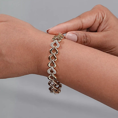 Pave Set Heart Link Bracelet Bracelet