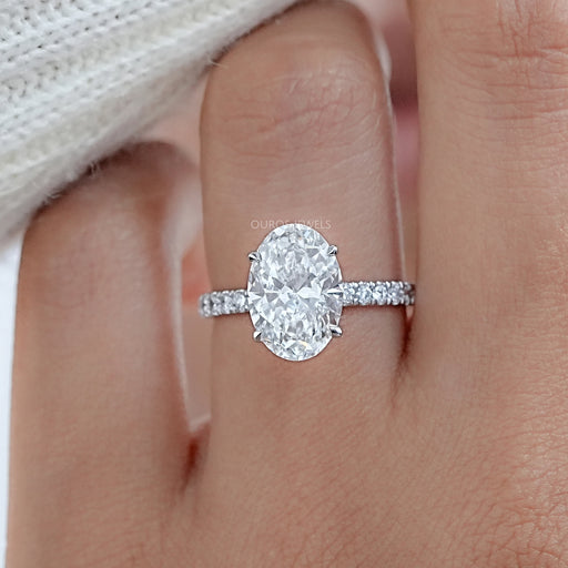 Oval Hidden Halo Diamond Engagement Ring Rings