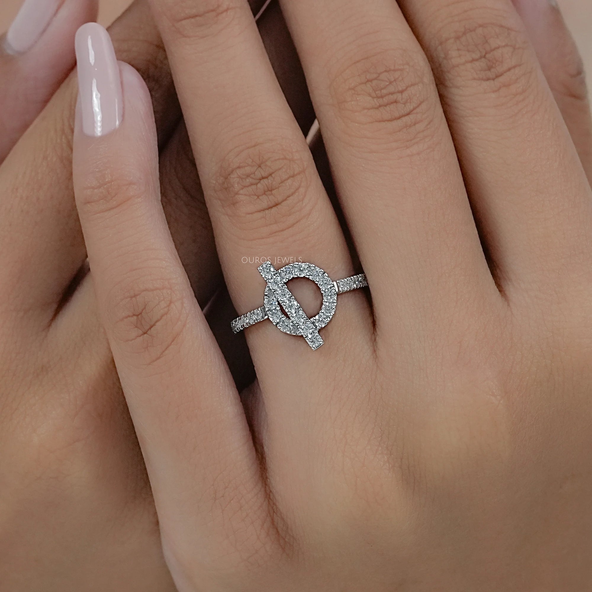 Open Circle Round Diamond Loop Engagement Ring