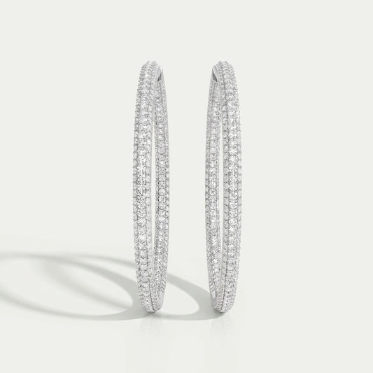Micro Pave Round Diamond Hoop Earrings Earring