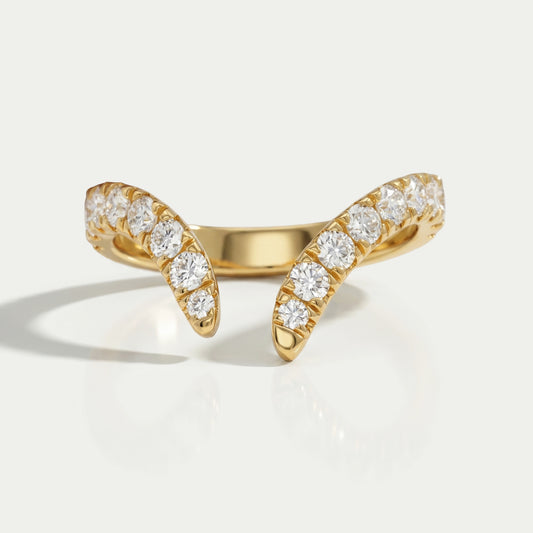 Open Cuff Lab Diamond Curved Wedding Band Ring