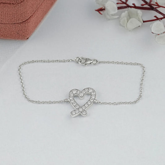 Round Diamond Open Heart Bracelet Bracelet