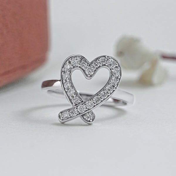 Round Diamond Open Heart Shape Ring