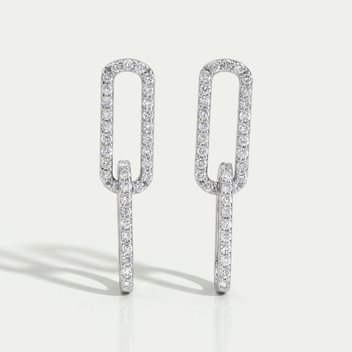 Round Diamond Paper Clip Dangle Earrings