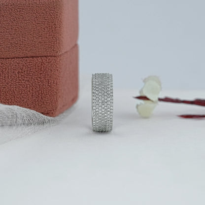 Round Diamond Pave Set Eternity Men's Wedding Band Ring
