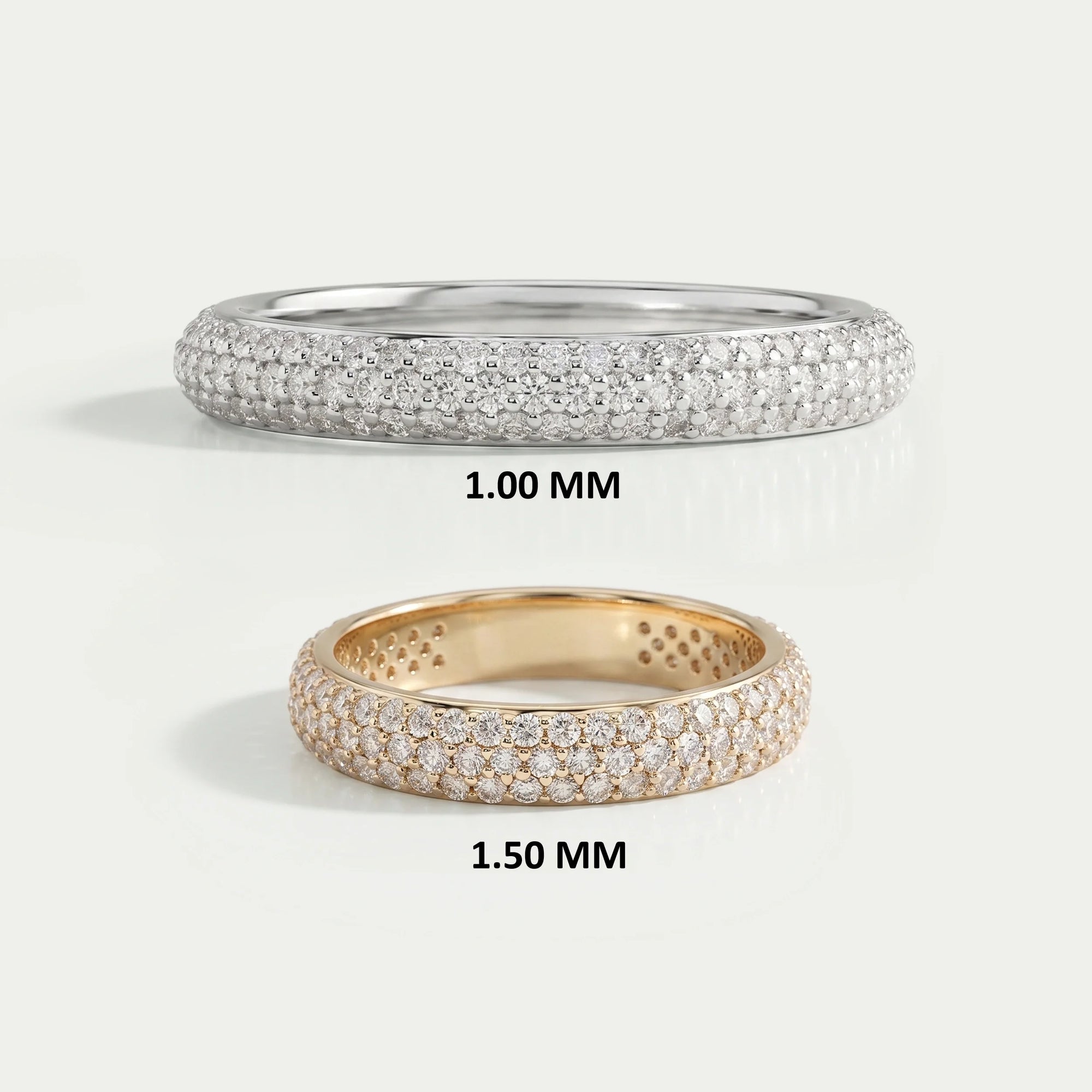 Round Cut Lab Diamond Pave Set Wedding Ring