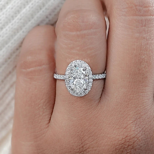 Oval Cut Halo Accent Diamond Engagement Ring Ring