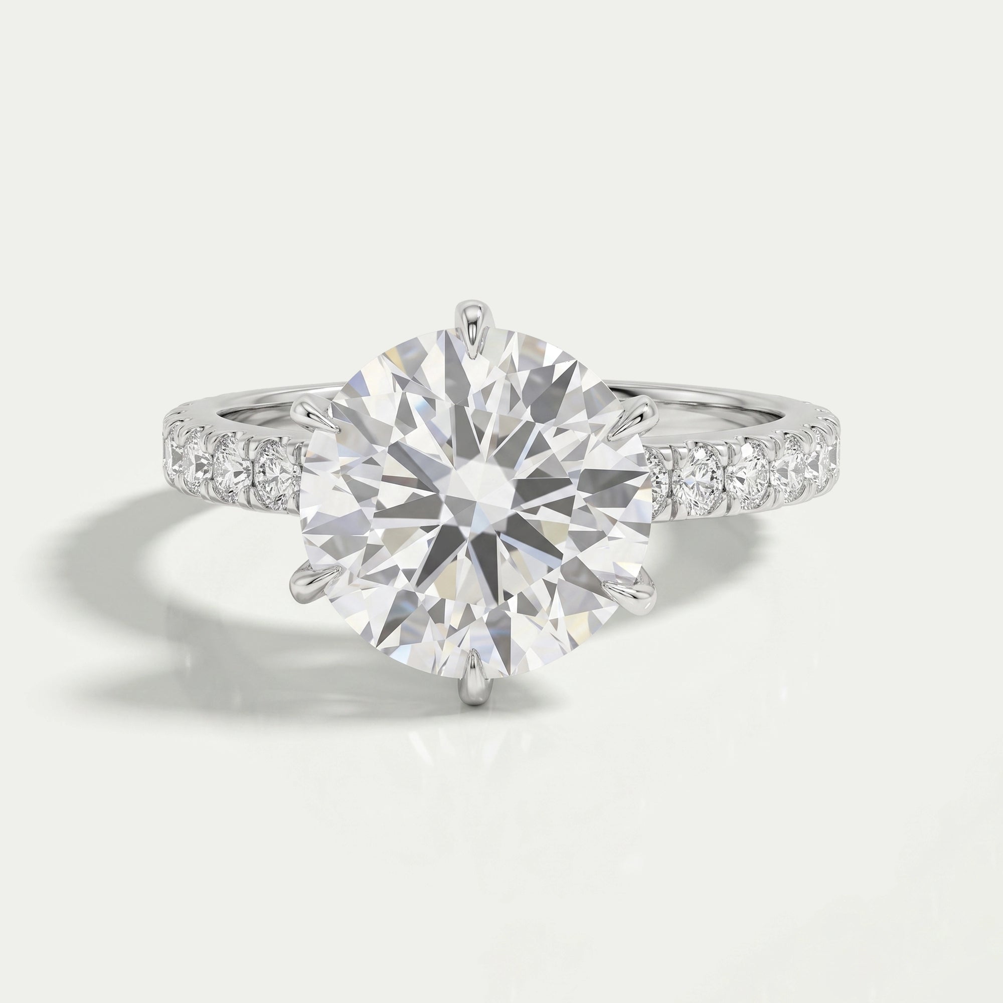 Six Prong Round Lab Grown Diamond Solitaire Ring Rings