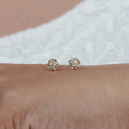 Round Lab Grown Cluster Diamond Studs Earring