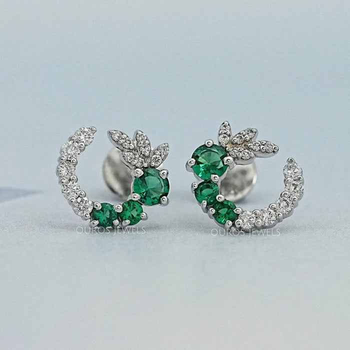 Green Gemstone Spiral Stud Earrings Earrings
