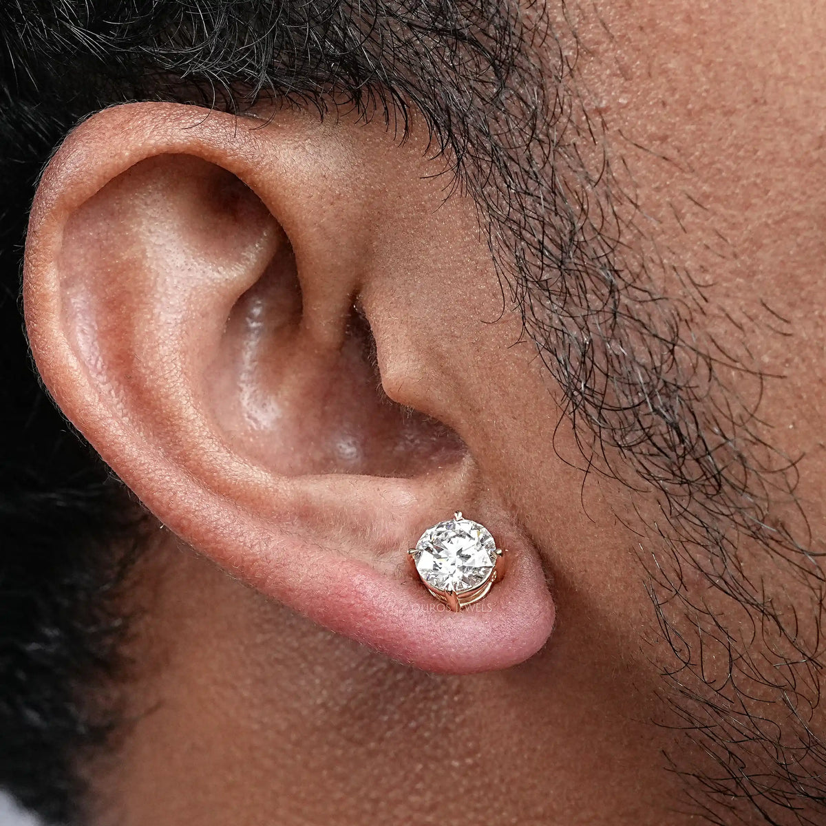 Round Cut Solitaire Stud Earrings For Men Earring