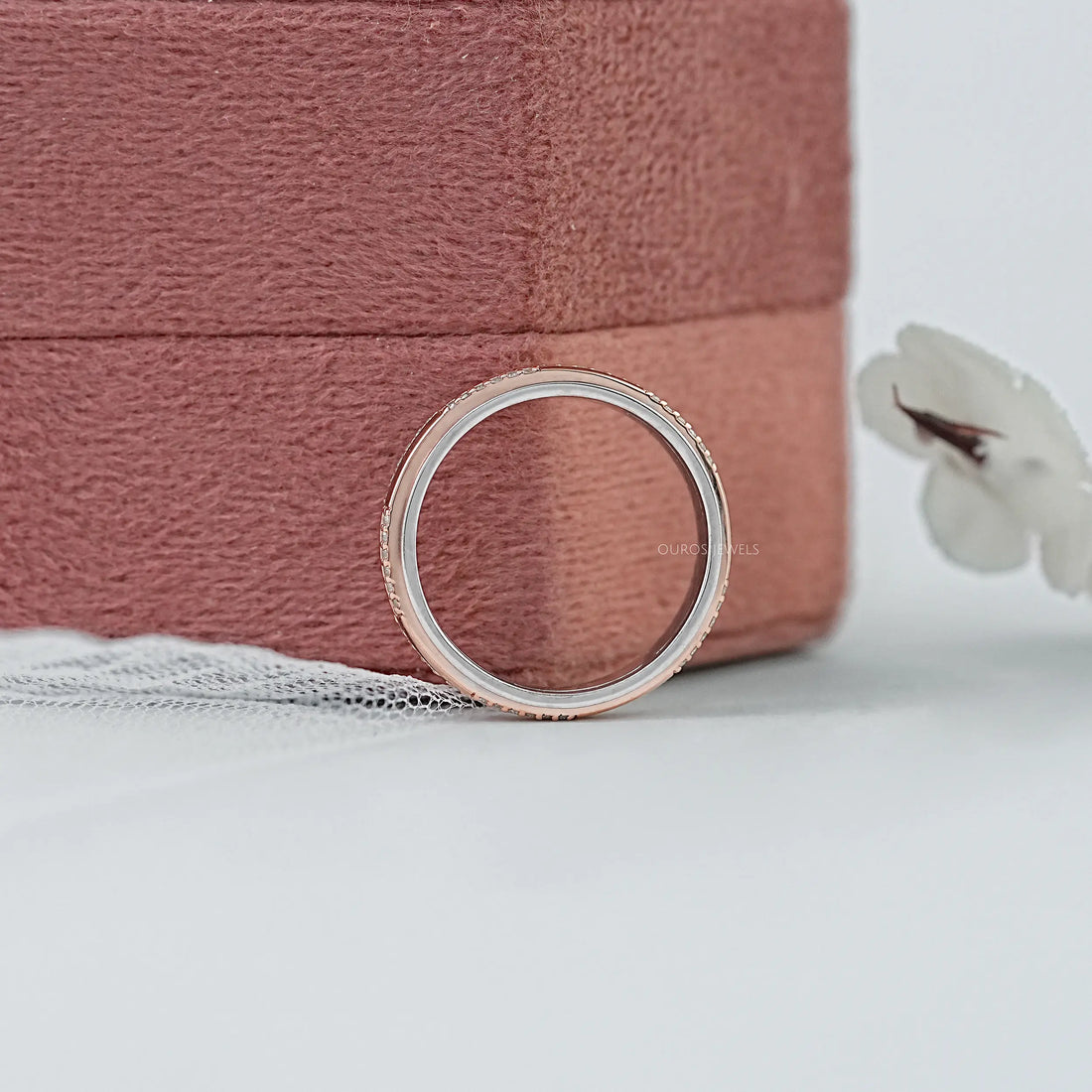 Two Tone Round Diamond Men's Band Ring