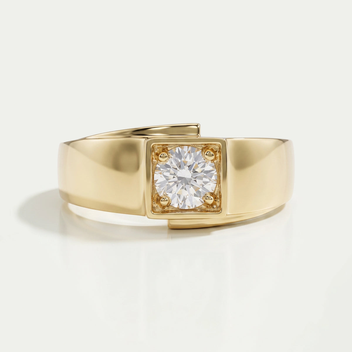Round Cut Lab Grown Diamond Solitaire Wedding Men's Ring