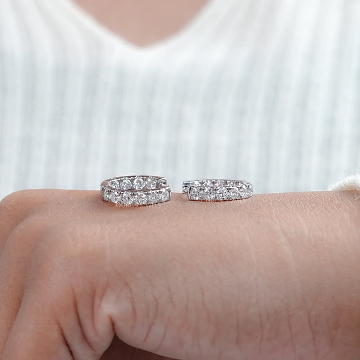 Inside Out Round Diamond Hoop Earrings Earrings