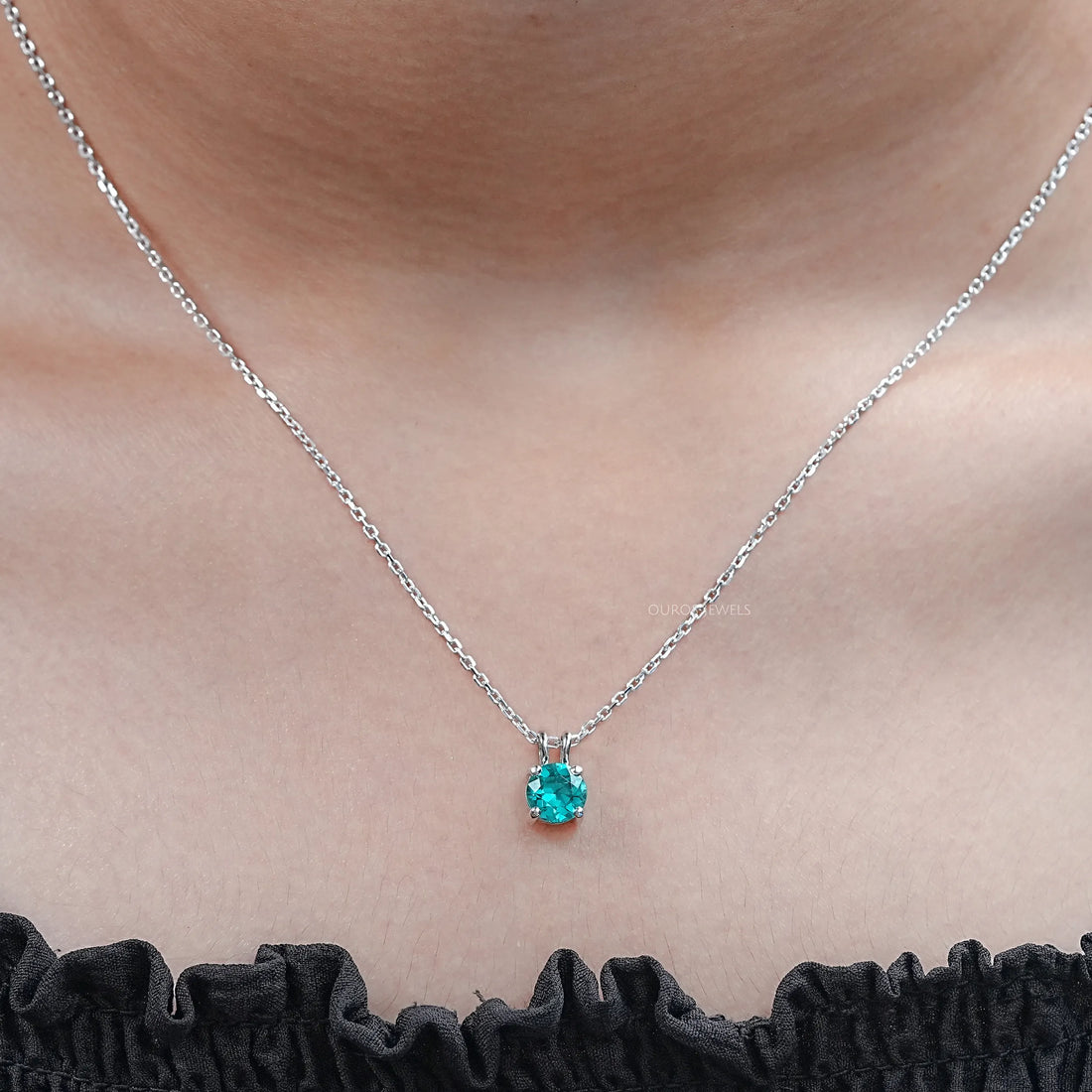 Round Cut Solitaire Gemstone Pendant