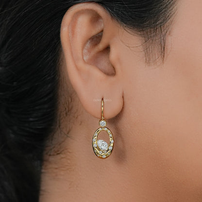 Old Mine Pear Diamond Flush Set Drop Earrings