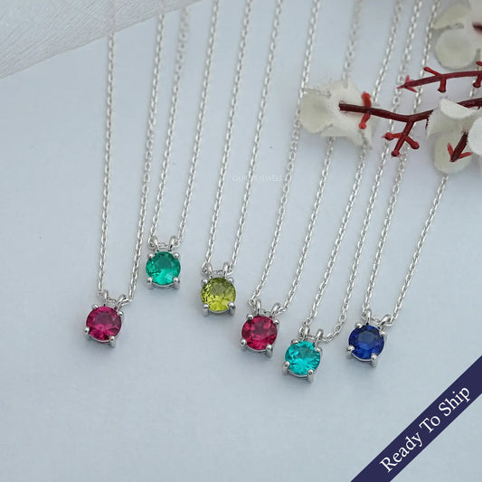 Round Cut Solitaire Gemstone Pendant