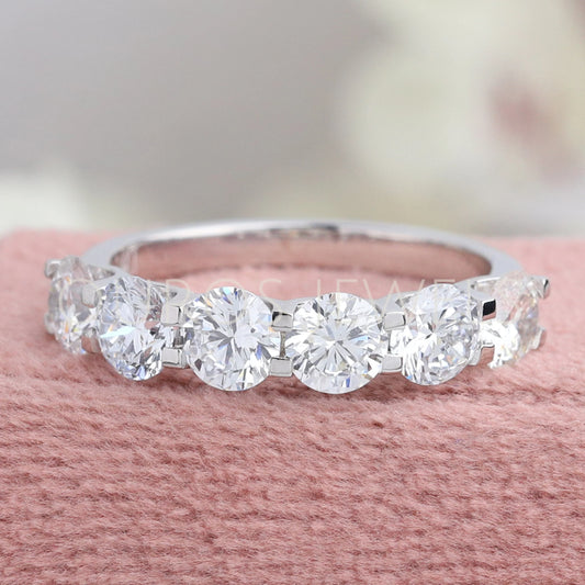 4.60 MM Round Cut Half Wedding Band Rings