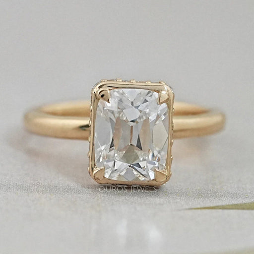 Old Mine Cushion Cut Hidden Halo Engagement Ring Rings