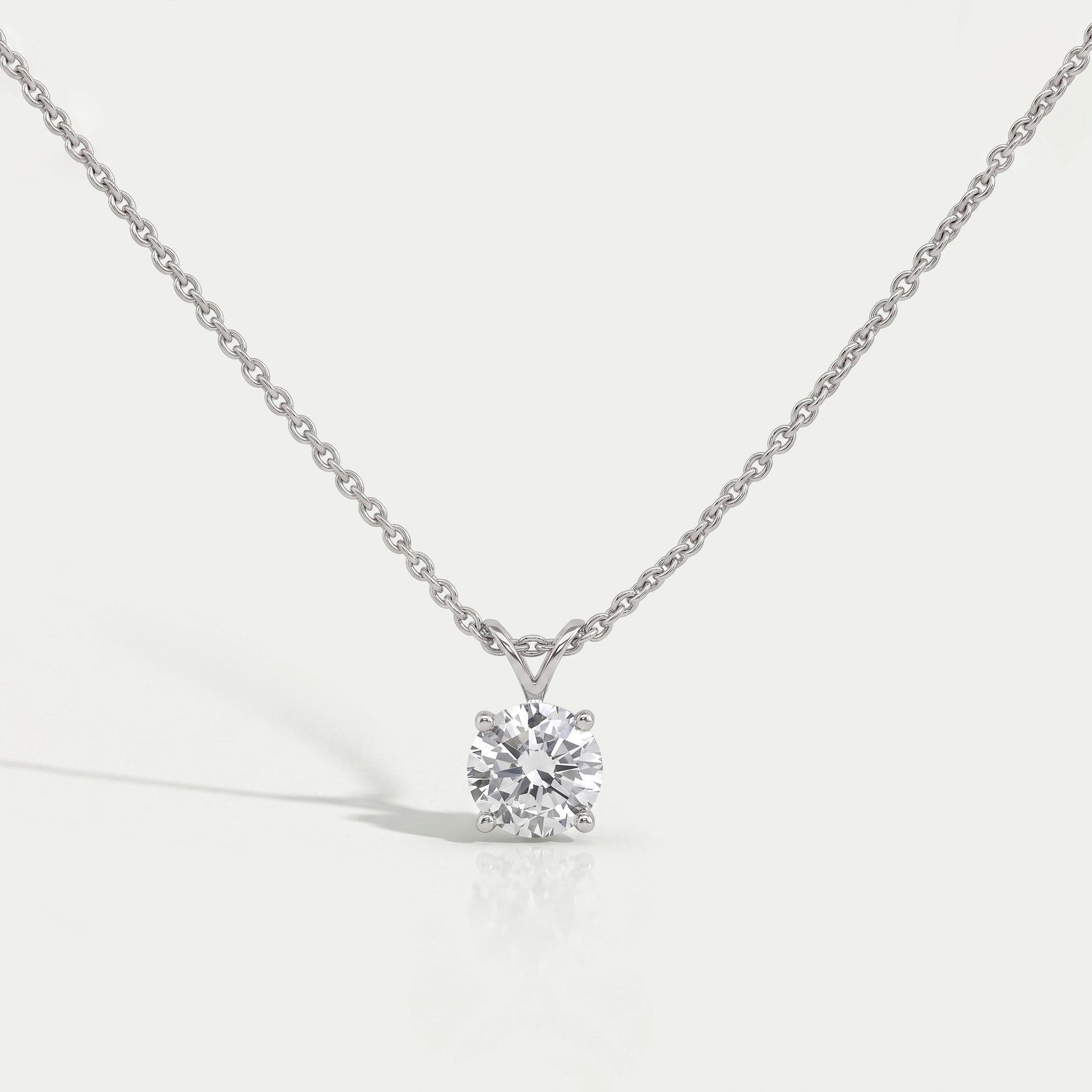 Round Lab Grown Diamond Bail Pendant Necklaces