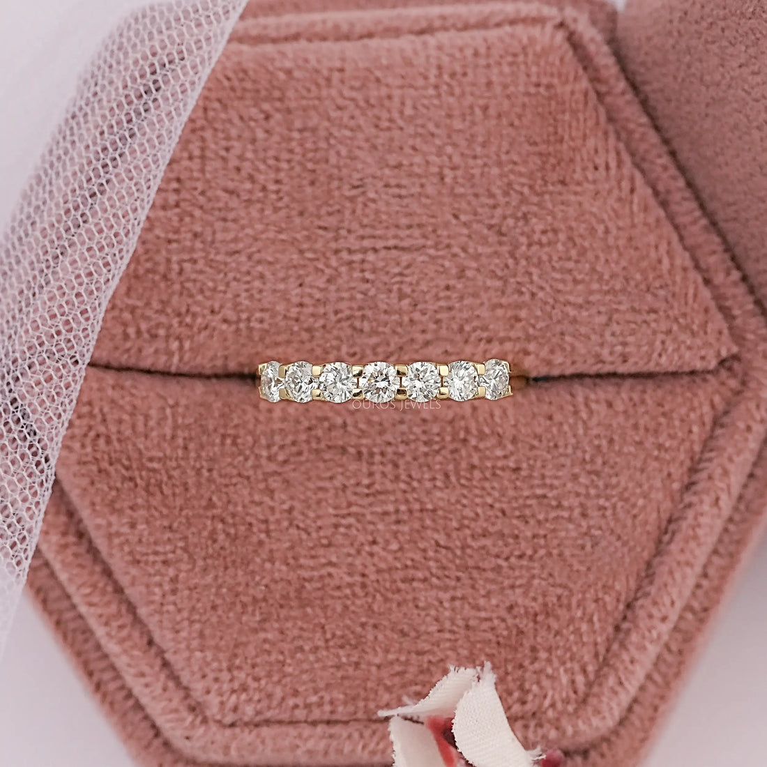 Seven Stone Round Diamond Half Eternity Band Ring