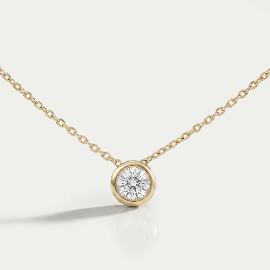 Bezel-Set Round Diamond Solitaire Pendant Necklaces