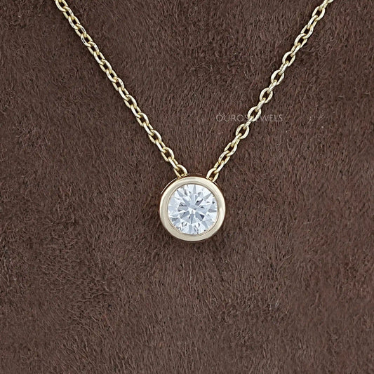 Bezel-Set Round Diamond Solitaire Pendant Necklaces