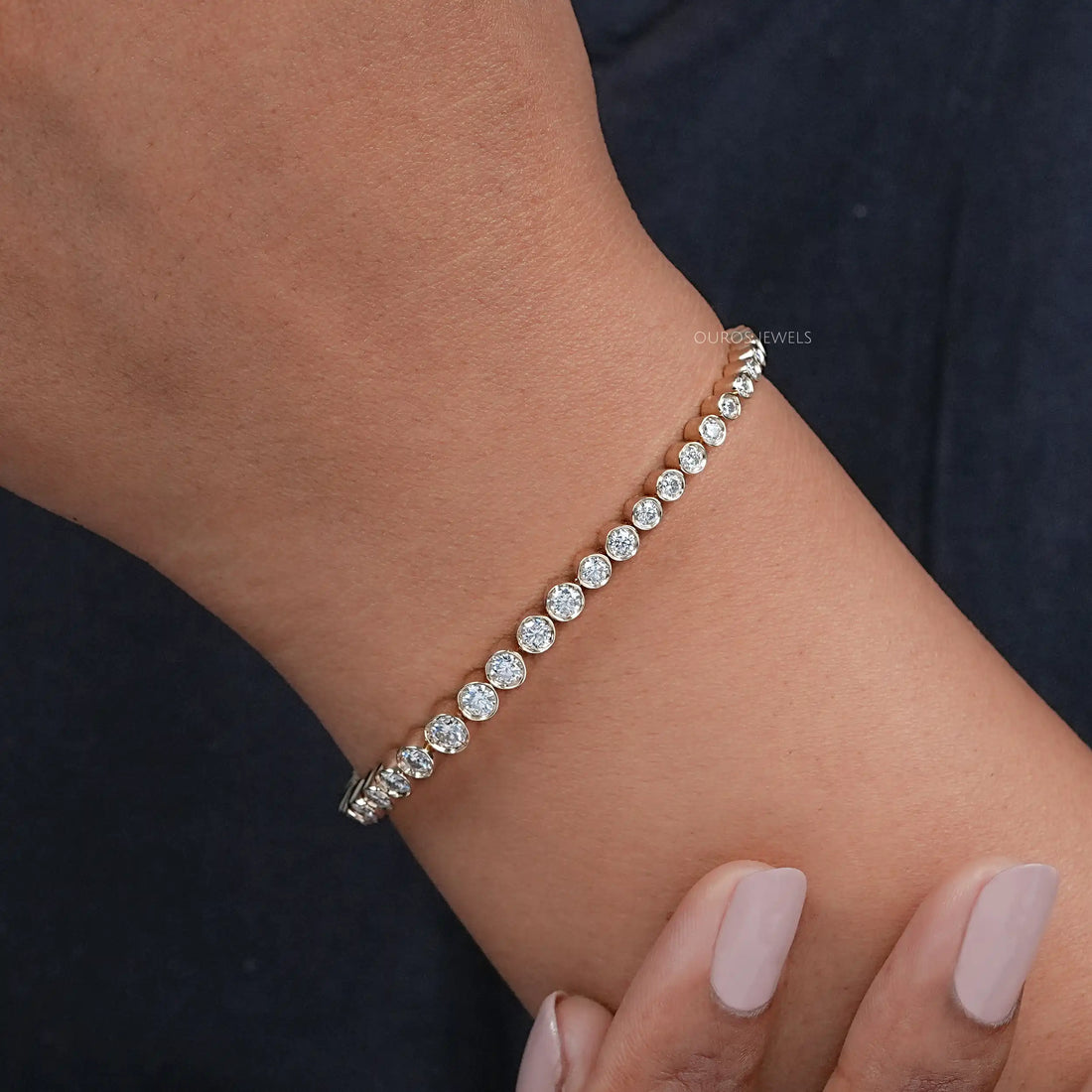 Classic Round Bezel Lab Diamond Tennis Bracelet Bracelet