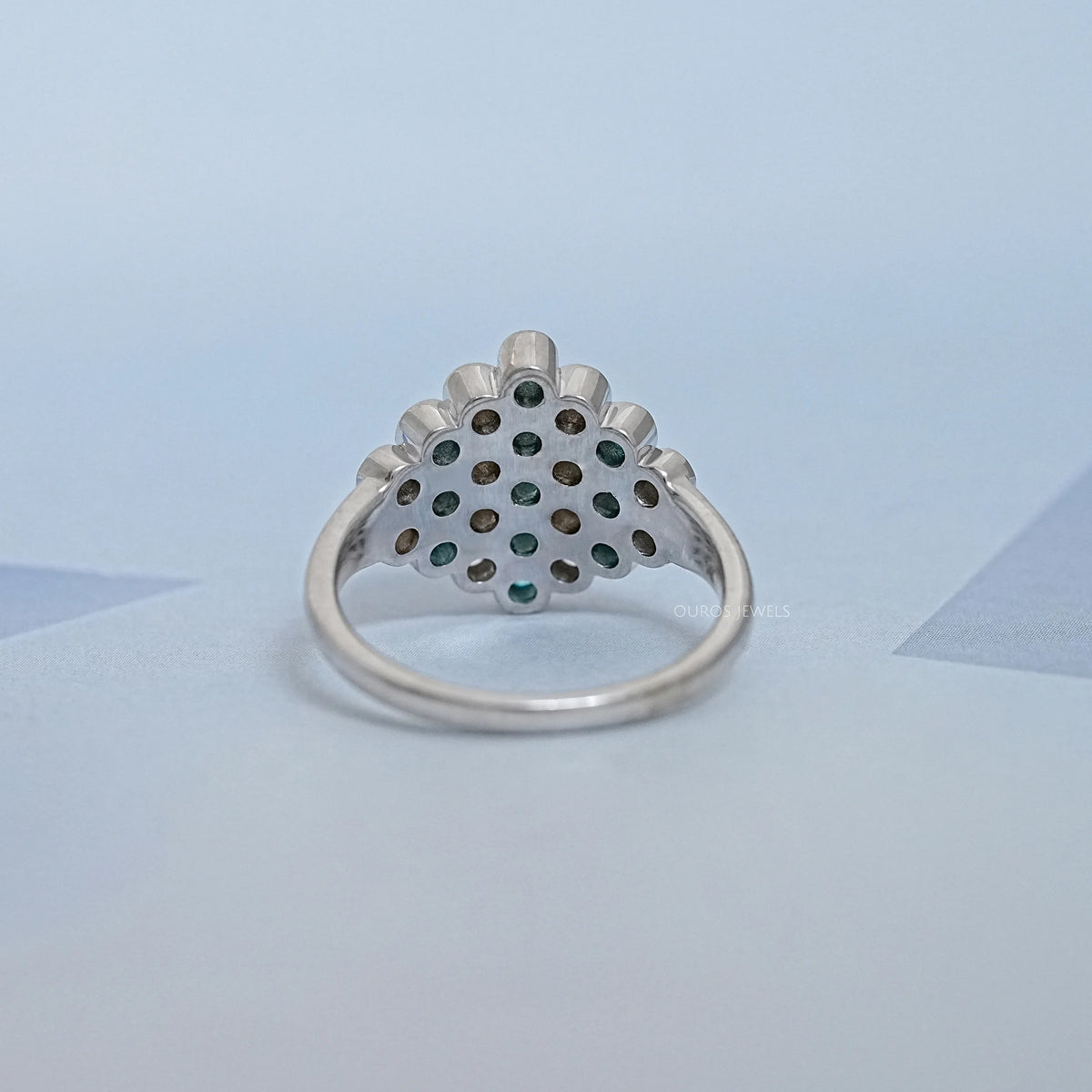 Paraiba Round Gemstone Bezel Set Wedding Ring