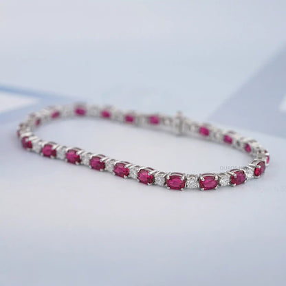 Ruby Oval Gemstone Bracelet