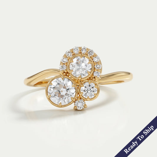 OEC Round Lab Diamond Cluster Engagement Ring Ring
