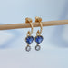 Sapphire Heart And Round Cut Black Coating Huggie Drop Earrings